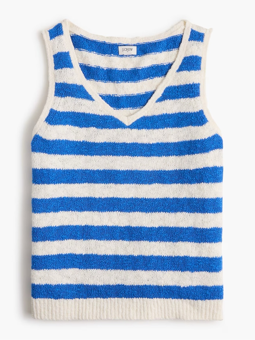 nwt j.crew striped slub tank top in ivory bright grotto S royal blue